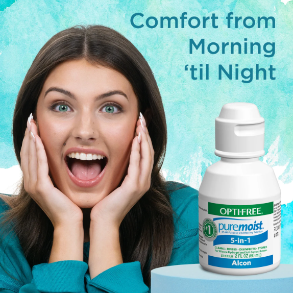 Opti-Free Puremoist Multi-Purpose Disinfecting Solution with Lens Case 2 Fl Oz (Pack of 1)…