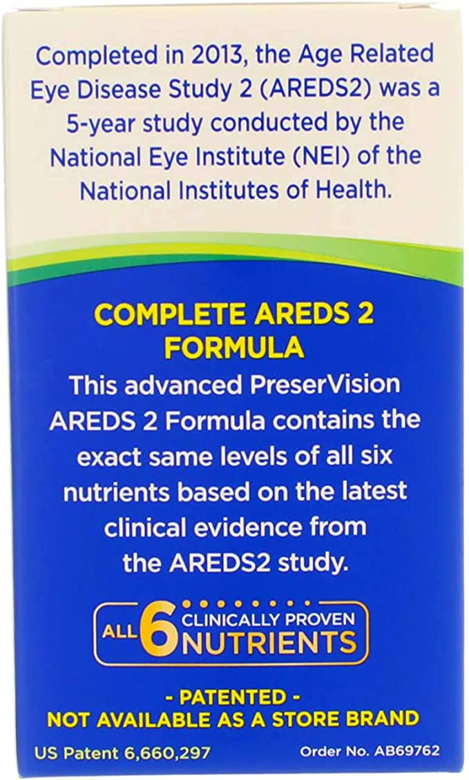 BAUSCH + LOMB PreserVision AREDS 2 Formula Eye Vitamin and Mineral Supplement, 120 softgels…