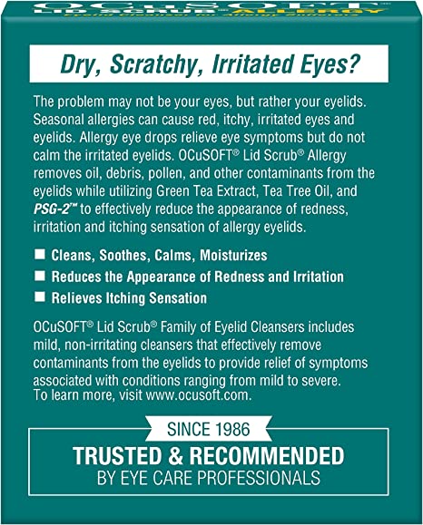 OCuSOFT Lid Scrub Allergy Eyelid Cleanser 30 ct