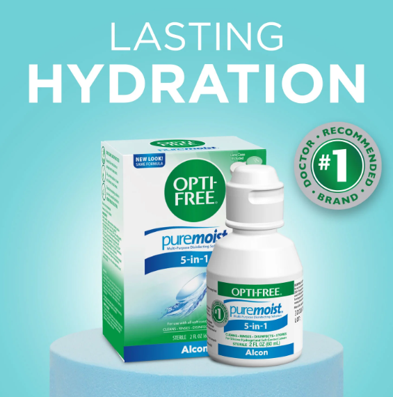 Opti-Free Puremoist Multi-Purpose Disinfecting Solution with Lens Case 2 Fl Oz (Pack of 1)…