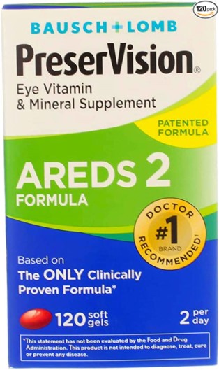 BAUSCH + LOMB PreserVision AREDS 2 Formula Eye Vitamin and Mineral Supplement, 120 softgels…